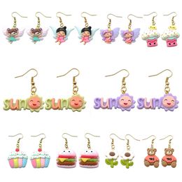 Charm Bear Sun Food Earrings Genius Cartoon Drop Earring Costume Trendy Style Woman Girl Jewellery Delivery Smt7G