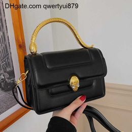 Hot 22SS Women's Brand new grils handbag texture fashion simple one-shoulder bags Western style portable snake head small square bag