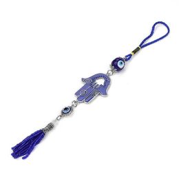 Lucky Eye Glass Bead Keychain Tassel Pendant Keyrings Evil Eye Hamsa Hand Car Keychain Jewellery Wall Hanging EY221 G10198597389231m