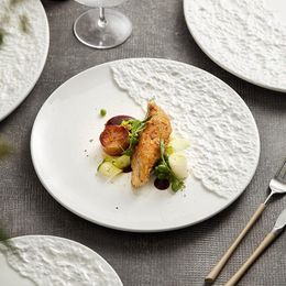 Plates Creative Els Restaurants Clubs Cutlery Advanced Sense European Relief Western-style Ceramic Dishes Dinner