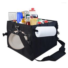 Storage Bags Picnic Caddy Portable Bbq With Separate Compartments Camping Organiser Basket Bag Tote For