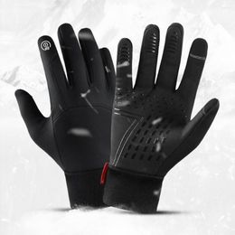 Cycling Gloves 1 Pair Motorcycle -Absorbing Nylon Winter Breathable Full Finger Cover Snow Windproof Bicycle