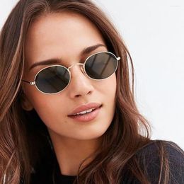 Sunglasses HARKO 2023 Retro Oval Ladies Bright Colour Street Shoot Cute Sexy Gold Black