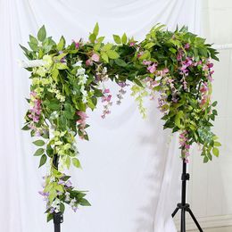 Decorative Flowers 2M Artificial Vine Wisteria Garland Wedding Arch Decoration Fake Plants Foliage Rattan Trailing Faux Wall