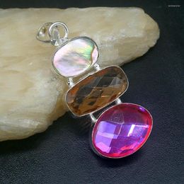 Pendant Necklaces Gemstonefactory Jewellery Big Promotion 925 Silver Colourful Topaz Abalone Shell Handmade Women Ladies Gifts Necklace 0882