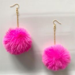 Dangle Earrings Muffy (light) - Large Fluffy Pom 60mm Puffs Fur Ball Pompoms Red Pink Winter Women's Ear Accessories