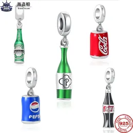 For pandora charms authentic 925 silver beads Dangle Beer Blue Red Can Coke Pendant Bead