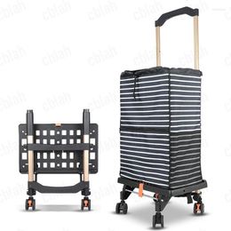 Storage Bags 50L Portable Shopping Bag Cart Trolley With 4 Wheels Hand Pull Folding Market Purchase Grocery Load 50kg