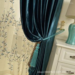 Curtain Peacock Blue Gold Velvet Custom Luxury Atmospheric Head Bedroom Living Room