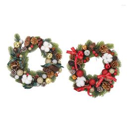 Decorative Flowers Christmas Front Door Wreath Colorful Artificial Pinecone Garland Handcraft For Wedding