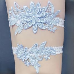 bride's garter sky blue lace sexy Garter belts elastic thigh ring wedding accessories