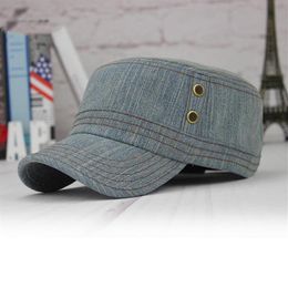 Spring Summer Leisure Cotton Denim Solid Military Cap Flat Top Beret Hat Baseball Cowboy Hats Fashion Wide Brim8691717258h