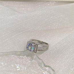 Cluster Rings Genuine 925 Sterling Silver 1.5 Diamond Ring Females Wedding Bands Origin Jewellery Anel Engagement Gemstone