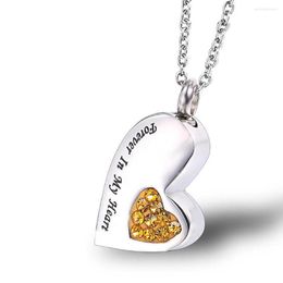 Pendant Necklaces Stainless Steel Cremation Forever In My Heart Colorful Stones Urn Ash Necklace Fashion Jewelry Gift For Him With Chain