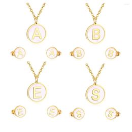 Necklace Earrings Set 2023 Trending AZ Letter Stainless Steel Jewellery For Women Gold Colour Pendant And Bulk Gift