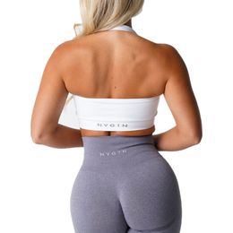 Yoga Outfit NVGTN Limitless Ribbed Seamless Halter Bra Spandex Woman Fitness Elastic Breathable Breast Enhancement Leisure Sports Underwear 230613