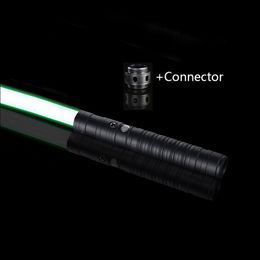 Lamps Shades Lightsaber RGB 14 Colours Metal Handle Double edged Change Heavy Duelling Sound Two In One Light Sabre Cosplay Stage Props Toys 230613