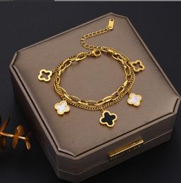 Fashion Jewelry Designer vans cleefly Clove Charm Bracelets Newest Braceletes 4four Leaf Bracelet Gold Plate Fill Stainless Steel Agate Flowers Traditional