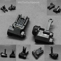 Tactical Scope Flip Up 300 Metre Folding Front Rear Sight With 1913 Picatinny Weaver Mount Base For M4 AR15 Hunting Arisoft Access317a