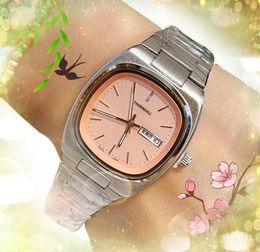 Unique Come Up TV Day Date Shape watches men women stainless steel band imported quartz movement clock fashion top model super bright waterproof watch