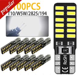 New 100pcs T10 W5W 194 168 2825 191 Car LED Map Bulbs Auto Interior Licence Plate Light Reading Dome Trunk Clearance Lamps White 12V