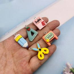 Charms Diy Love Heart Mini Scissors Pencil Triangles Blackboard Epoxy Resin Mold Keychain Pendant Sile Mod C548 Drop Delivery Smtx2