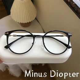 Sunglasses Stylish Ladies Finished Myopia Glasses Unisex Vintage Round Near Sight Eyewear Blue Light Blocking Optical Spectacle Eyeglasses