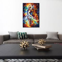 Modern Canvas Art Figure Girl Candle Fire Hand-painted Oil Paintings Living Room Decor