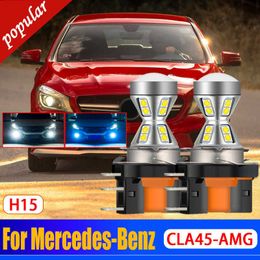 New 2x Car Canbus H15 LED DRL Front Signal Day Light Bulbs Daytime Running Lamp For Mercedes-Benz CLA45 AMG 2014 2015 2016 2017 2018