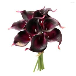 Decorative Flowers 9 Heads Artificial PU Taro Flower European Wedding Bridal Bouquet National Of Ethiopia Zantedeschia Home Decoration