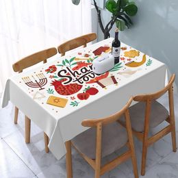 Table Cloth Shana Tova Rectangle Tablecloth Jewish Year Holiday Party Decor High Holy Day Reusable Waterproof Kitchen