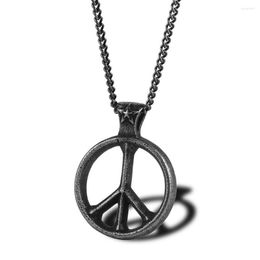 Pendant Necklaces Stainless Steel Round Circle Of Peace Sign Symbol Necklace Jewelry Gift For Him With Chain