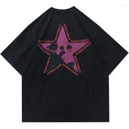 Men's T Shirts Summer Mens Oversized Vintage Tshirts Hip Hop Star Retro Graphic Print Punk Streetwear Harajuku Casual Cotton Tops Tees