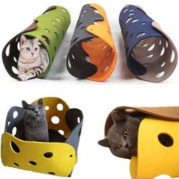 Cat Dog Toy Felt Pom Splicing Cat Tunnel Deformable Kitten Nest Collapsible Tube House Interactive Pet Toy Cat Dog Accessories