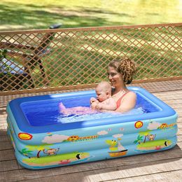 Sand Play Water Fun Thicken Large Inflatable Swimming Pool Rectangular Swimming Pool PVC Paddling Bathing Tub Summer Outdoor Toy For Family Children 230613