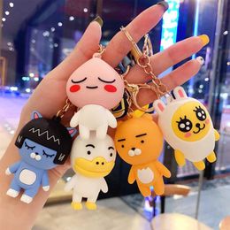 Keychains Korea Cartoon Anime Kakao Friends Bear Rabbit Pendant Kawaii Car Chain Ring Phone Bag Hanging Jewelry Gifts G22102692359273i