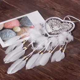 Garden Decorations Heart Feather Beads Wall Hanging Girl Room Office Window Decor Ornament Feathers Wall Hanging Decorations