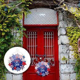 Decorative Flowers Wall Hanging Welcome Wreath Pendant For Front Door American Patriotic Independence Day Decorations