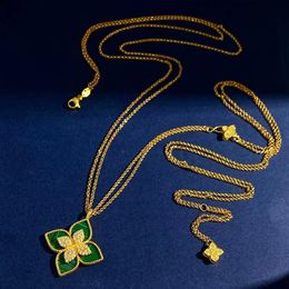Far Fetch Robert Coin chain necklace Venetian Princess diamond brand logo designer luxury fine Jewellery for women pendant k Gold Love Heart clover Black agate