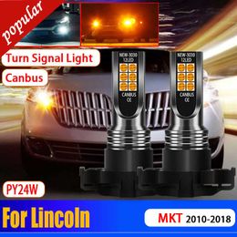 New 2x Car PY24W CANBUS No Error LED Lamps Front Turn Signal Light Bulb For Lincoln MKT 2010 2011 2012 2013 2014 2015 2016 2017 2018
