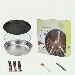 1 Set Outdoor Disposable Barbecue Stove, Stainless Steel Portable Travel Barbecue Plate, Camping Gathering Barbecue Plate