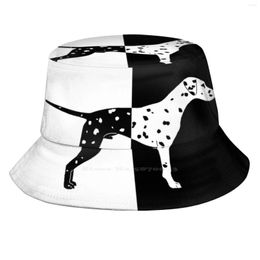 Berets Dalmatian Dog Women Men Fisherman Hats Bucket Caps Black And White Simple Cute Animal Puppy Cool Lover