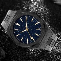 Wristwatches Watch For Men Matte Star Dust Dial High Quality Full Stainless Steel Strap Luxury Frosted Japanese Miyota Quartz Watches Montre