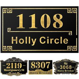 Decorative Objects Figurines Vintage Address Plaque Handcrafted Carving Sign Custom House Number Yard Displays For Mailbox Apartment 230613