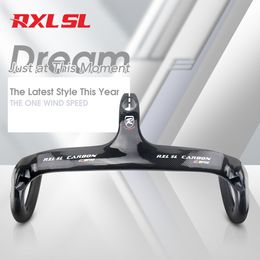 Bike Handlebars Components RXL SL Carbon Road Handlebar Integrated With Stem Racing Bike Speed 1-1/8"Black Internal Routing Drop Handle Bars For Bicycle 230614