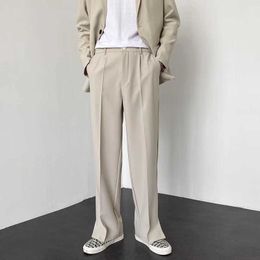 Men's Pants Men Straight Casual Pants 2023 Summer New Korean Style Baggy Personality Slit Wide Leg Blazer Pants Trousers Male Streetwear