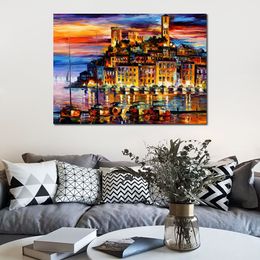 Beautiful Landscapes Canvas Art Cannes France Handmade Oil Painting for Bedroom Wall