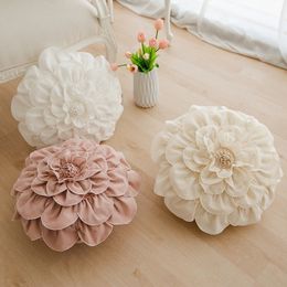 Cushion Decorative Pillow Pink 3D Flowers Pillows with Inner Core Home Decor White Flower Petal Cushions Sun Room Decoration Throw 50x50cm 230613