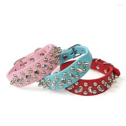 Dog Collars Punk Style Pet Round Nail Rivet Collar Spiked Studded Strap Buckle Neck PU Leather Mascotas Products