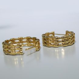 Hoop Earrings Minimalist For Women Gold Colour C Shape Chunky Fashion Jewellery High Quality Ear Accessories